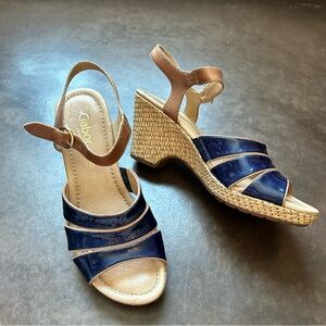 Gabor comfort Navy and wicker Wedge Sandals size 7